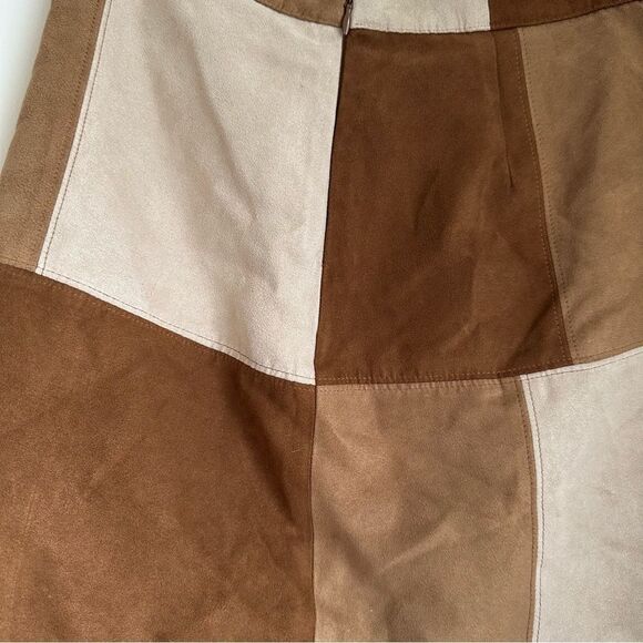 Hollister tan brown and neutrals color block western mini skirt cowgirl - Picture 8 of 10